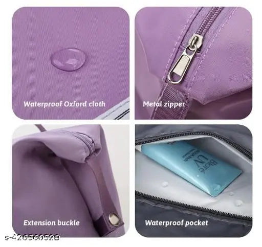 Pink waterproof folding travel duffel bag, large capacity, lightweight, suitable for carry-on luggage