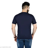 Navy Chiffon Avengers printed men's round neck half-sleeve t-shirt, trendy partywear with short sleeves. Size options: S (36 in), M (38 in), L (40 in), XL (42 in), XXL (44 in). Made in India