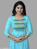 Sky blue embroidered kameez with chudidhar