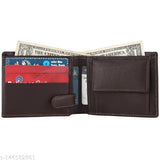Genuine leather, trendy men's bi-fold wallet with RFID security (9cm x 11cm), featuring 2 note compartments, 6 card holders, and 3 transparent plastic albums. Perfect for gifting to loved ones