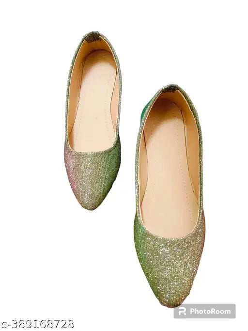 Synthetic embellished party shoes for women's, modern comfortable footwear with bellies design, India origin