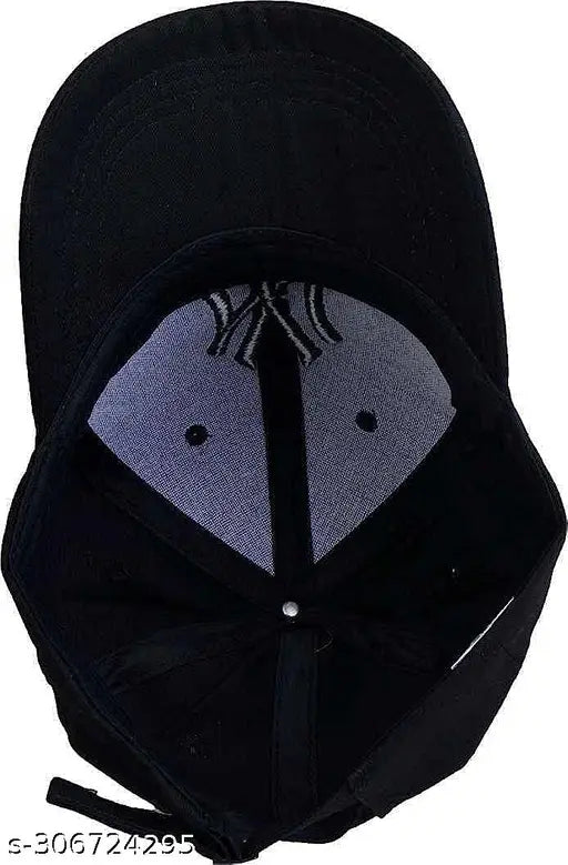 Black baseball cap with a colorful design on top, quick-dry material, unisex style