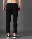 Black cotton blend lycra trousers for men - comfortable, stylish, and affordable office wear