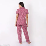 Cotton printed night suit set for women, stylish trendy design by WOEMUR, available in M, L, XL, XXL