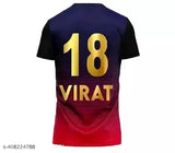 Virat Kohli 2023 RCB jersey, polyester cricket jersey with short sleeves & printed net design, Indian-made sports apparel