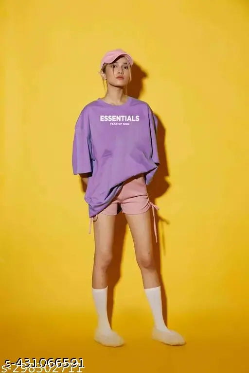 Purple oversized crew-neck t-shirt
