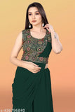 Sleeveless embroidered kurta set in georgette fabric, ready-to-wear Indian outfit with matching dupatta and inner made of malai crape