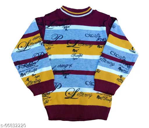 Purple striped wool winter sweater set for boys and girls (Set 1), long sleeves, sizes 6-12 months to 4-5 years, made in India