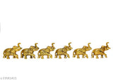 Golden Indian Elephant Statue Pack of 6, High-quality metal decorative figurines for home office, 6.5cm tall, symbolizing wisdom and good luck