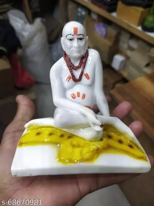Sai Ganesh Art dust marble Swami Samarth idol (3 inches), perfect for car dashboard or home decor, ideal for religious festivals and gifting