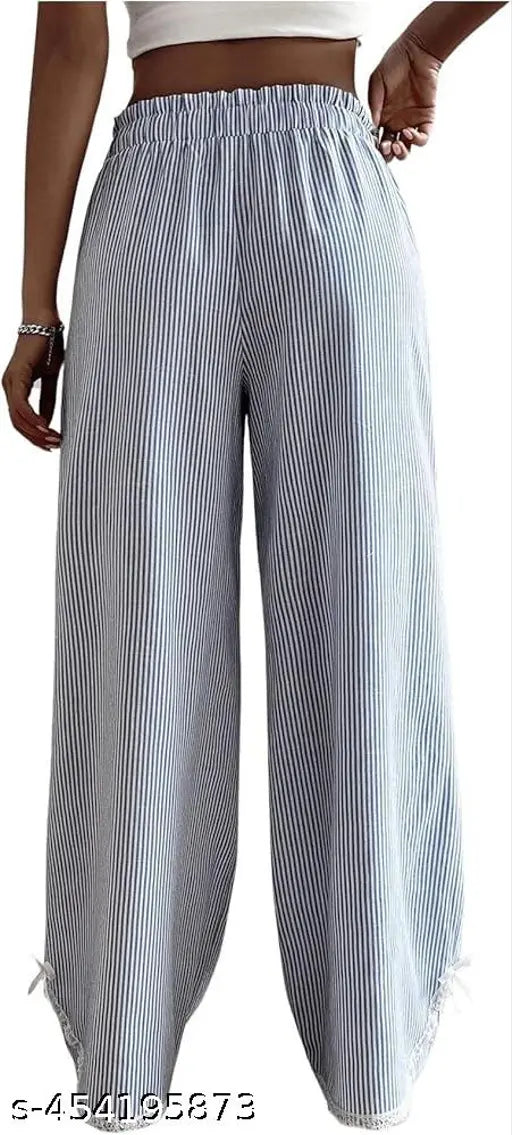 Blue lace wide-leg pants