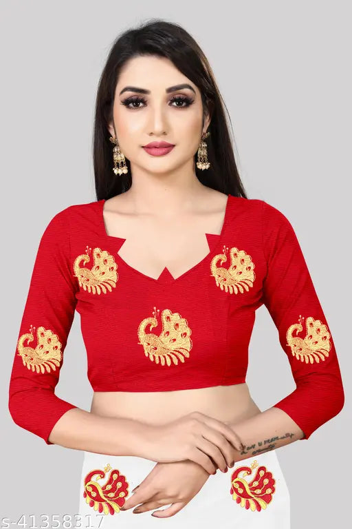 White Vichitra Silk Embroidered Saree with Semi-Stitched Blouse, Indian partywear design on free size