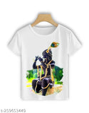 Polyester Sree Ram T-Shirt, Indian-made Lord Krishna & Hanuman print design on short sleeves, M, L, XL, XXL sizes