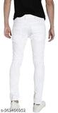 Men's cotton blend plain white jeans, size options for waist 28-36, perfect casual fit