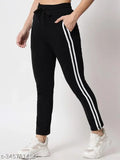 Womens lounge pajamas, navy blue joggers with white stripes
