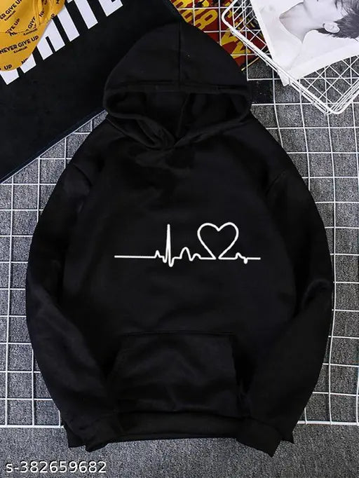 Cotton blend men's hoodie, long sleeves, printed with floral design. Heartfelt mens hoodie on model, India origin