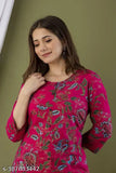 New pink rayon kurta and Palazzo set, printed net, three-quarter sleeves, Indian ethnic wear for women