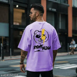 Purple oversize printed latest stylish cotton blend t-shirt, available in multiple colors for men and women, ideal for daily use and casual occasions