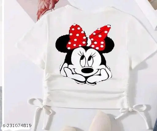 Premium quality cotton crop tops, printed net pattern, short sleeves by Kishroe Ji Sales from India