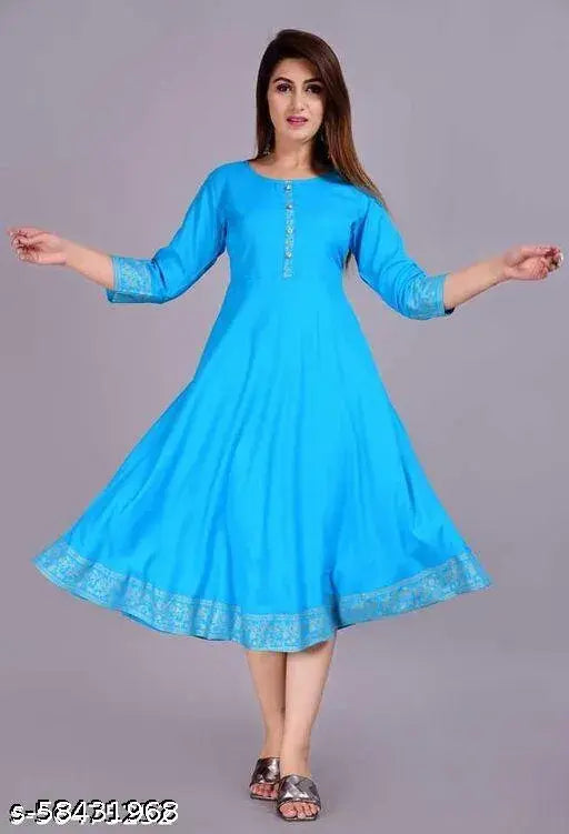 Rayon solid Adrika alluring kurti, three-quarter sleeves, Indian traditional women's fashion