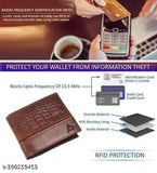 Stylish leather trifold wallet, brown buffalo leather with RFID protection, free size, handcrafted in India