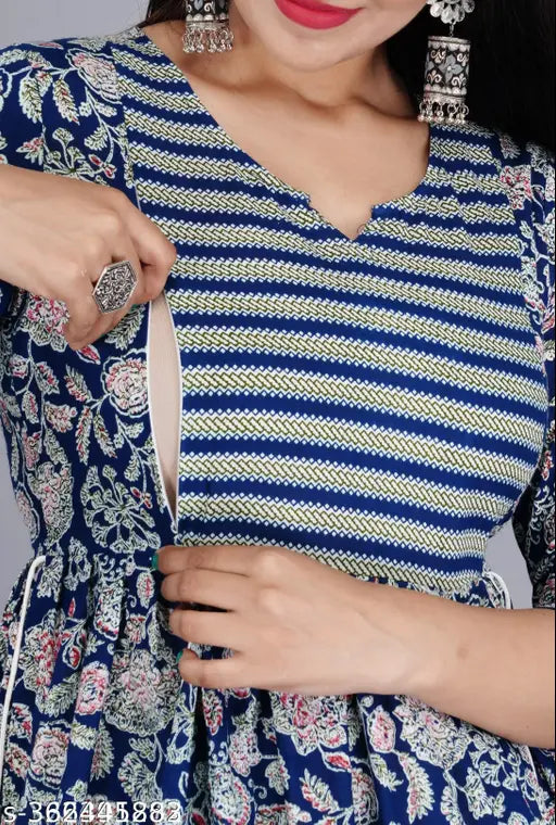 Navy blue embroidered kameez with a V-neck and short sleeves