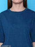 Womens loose oversize tshirt in cotton, printed with colorful design