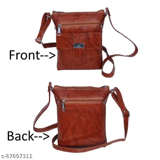 Genuine leather ladies' sling bag, long belt bag, women and men size L, 750x9, in a variety of colors. Front pocket with zip closure. Bombay Pure Ship Leather RN231