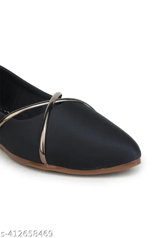 Black synthetic ballet flats for women, Indian-made footwear on display