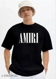 Stylish cotton blend three-quarter sleeve printed t-shirt, men's oversized tee on hanger, India origin
