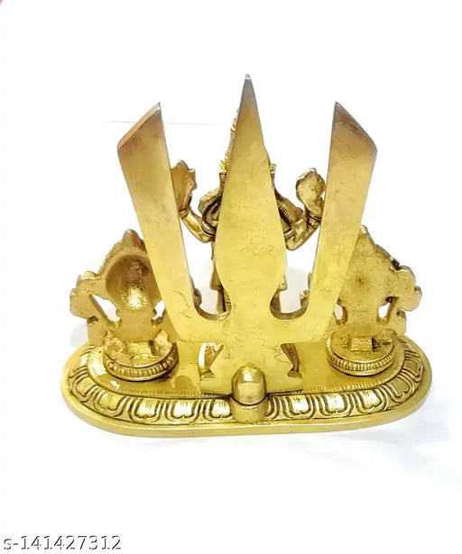 Brass Balaji Shankh Chakkar idol, 350gm, intricately designed for home decor and temple use, yellow antique finish, made in India
