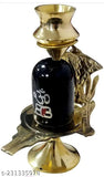 Pure brass Indian Shivling, 10cm x 9cm x 6cm, for Shiva puja with stone Shivaling