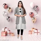 Stylish cotton kurta for women, trendy black and white patterned kurta
