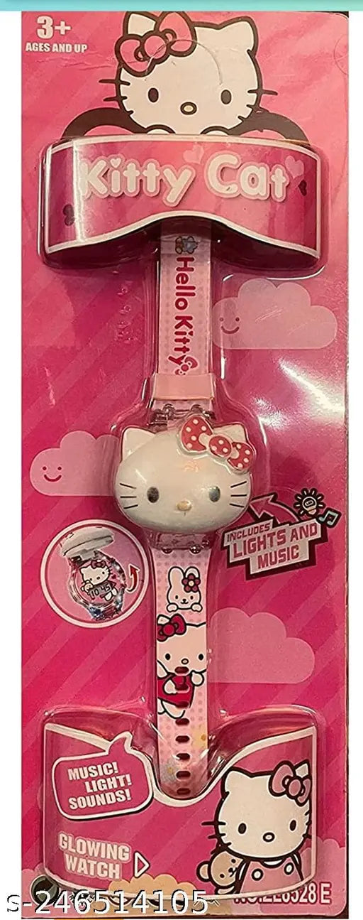 Kids light glowing watch with music tune, face cover, and multicolor led digital light. Pink color