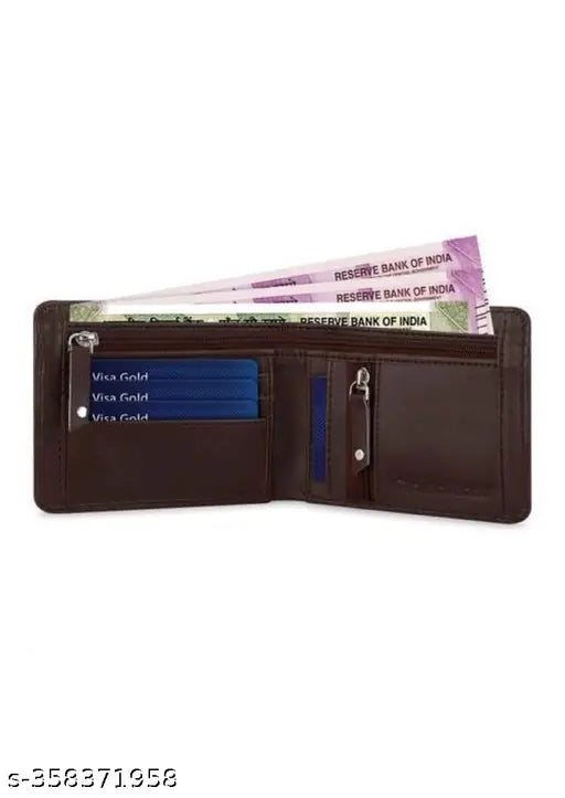 Stylish PU Leather Wallet, two-zip pockets, men & women, solid pattern, affordable quality accessory, India origin