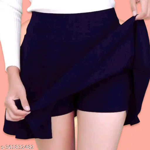 Navy blue skirt, mini length, zip front closure