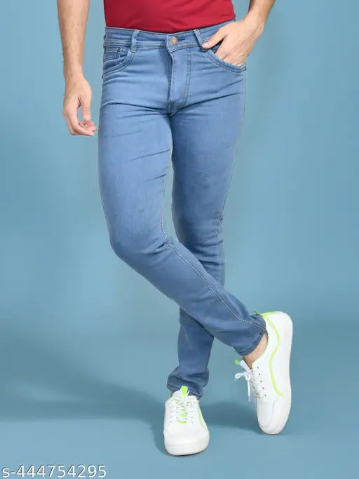 Elegant denim jeans for men, solid-patterned, sizes from 28 to 42 inches