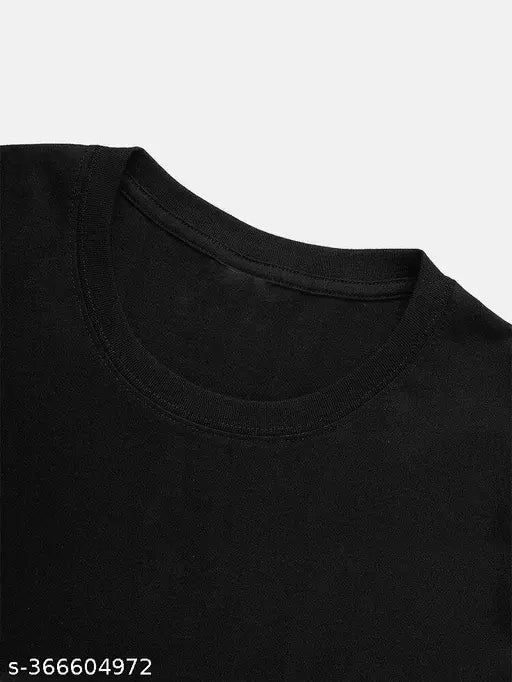 Men's black printed cotton blend T-shirt, regular fit, half sleeves - standout graphic design for contemporary style