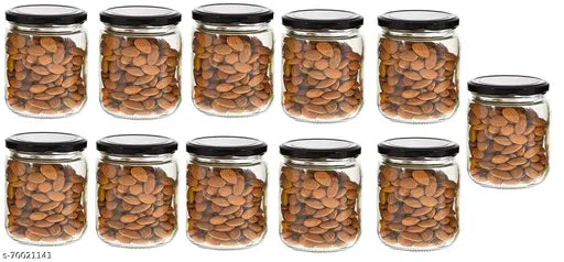 Clear glass jars with lids, airtight kitchen container set, 500ml capacity, pack of 12