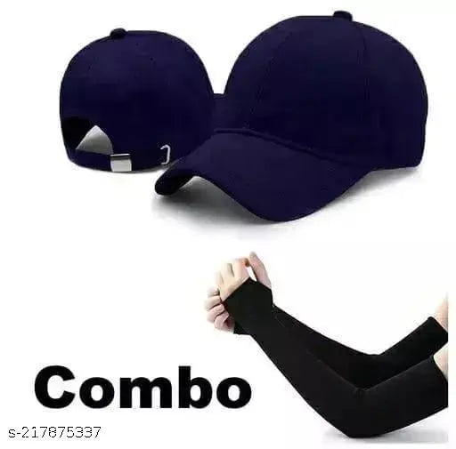 Cotton baseball cap and gloves set, solid color for men and women in onesize. Made in India