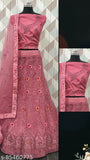 Pink semi-stitched net Lehenga Choli with detailed embroidery - Indian festive wear for special events and parties