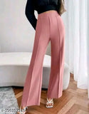 PeachWhiteBlack lycra bell-bottom trousers for women - comfortable, cotton blend, pack of 3