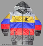 Colorful boys jacket with a hood, various patterns