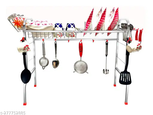 Stainless steel over-sink dish drainer rack, space-saving kitchen organizer (24x28 inches), perfect for plates and utensils