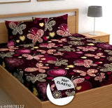 White cotton, superfine floral fitted double bedsheet with 2 pillow covers, ideal for adult summer use. Made in India