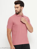 Mens half sleeve cotton blend polo t-shirt, solid pattern with logo on chest, suitable for casual wear [L: 42in/28in, XL: 44in/29in, XXL: 46in/29.5in]