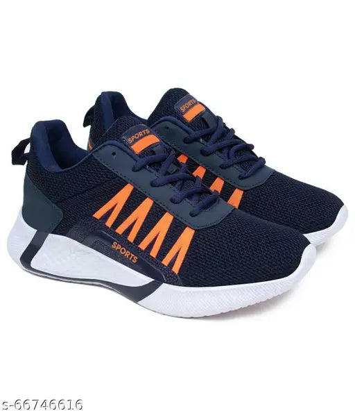 Blue and orange sports running shoes with black straps for boys