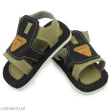Black and green open-toe baby sandals with Velcro straps, suitable for ages 0 to 6 months