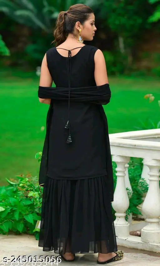Black sequined woman's sharara set