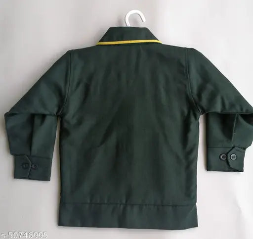 A modern, trendy boys jacket displayed on a hanger